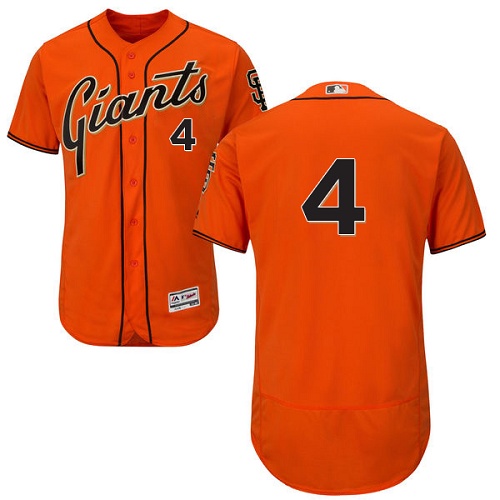 Giants #4 Mel Ott Orange Flexbase Authentic Collection Stitched MLB Jersey